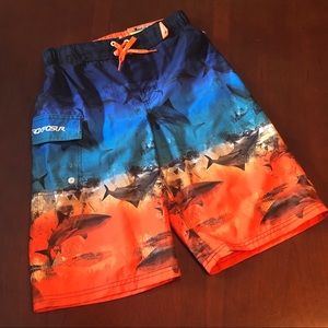 ZeroXposur NWT Boys Shark Swim Trunks Zinnia 10/12